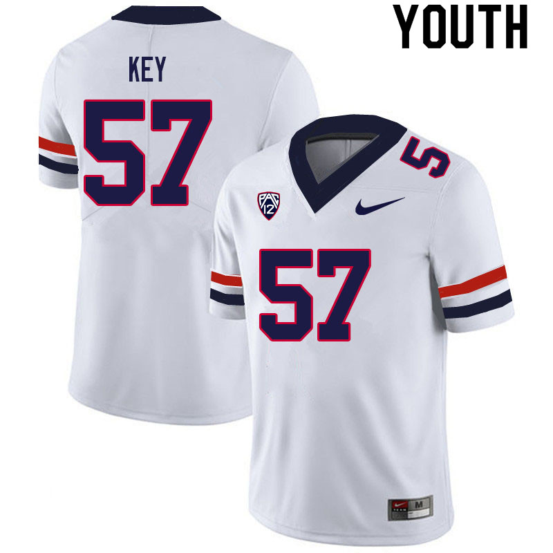 Youth #57 Shontrail Key Arizona Wildcats College Football Jerseys Sale-White - Click Image to Close